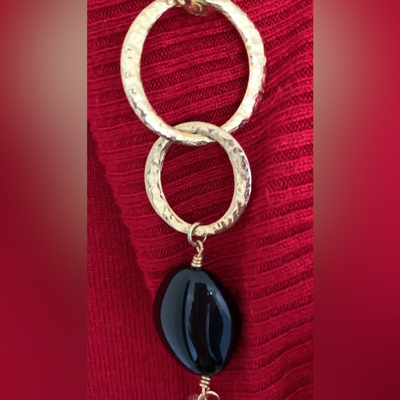 πHost Pickπ Vintage Gold w/ black stone Statement Necklace NWT - Picture 10 of 14